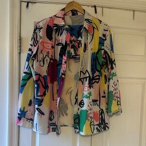 Colorful Abstract Women's Shirt and Short Set